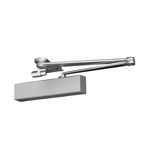 Heavy Duty Non Hold Open Door Closer with Parallel Arm, Spring, and Removable Stop Aluminum Finish