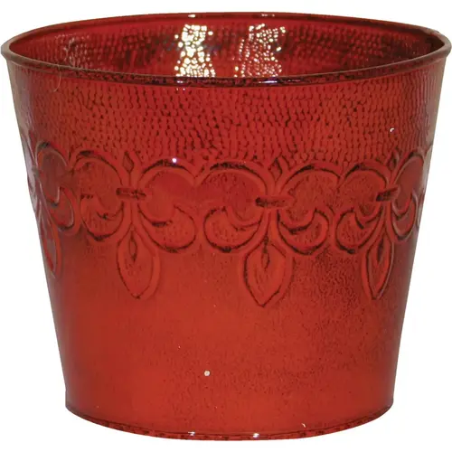 Fleur De Lis 4 In. Metal Cayenne Red Planter Fleur De Lis 4 In. Metal Cayenne Red Planter