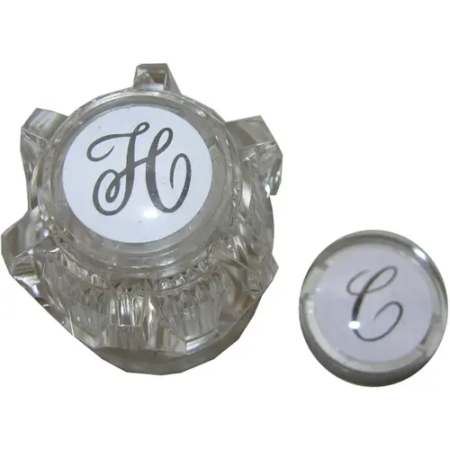 Moen Round with Hot & Cold Buttons Clear Tub & Shower Handle Kit Moen Round with Hot & Cold Buttons Clear Tub & Shower Handle Kit