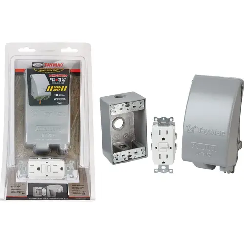 Gray Metal Vertical/Horizontal Weatherproof In-Use Outdoor GFCI Kit