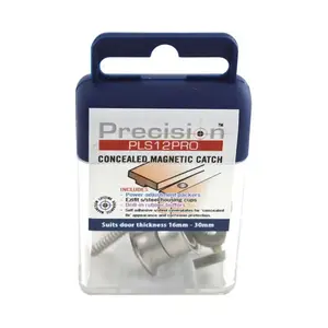 Precision Lock PLS12PRO Magnetic Catch with Adjustable Strength for 16 mm to 30 mm Door Silver