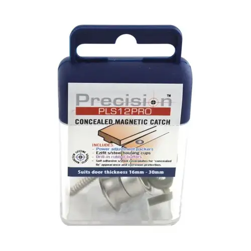 Magnetic Catch with Adjustable Strength for 16 mm to 30 mm Door Silver