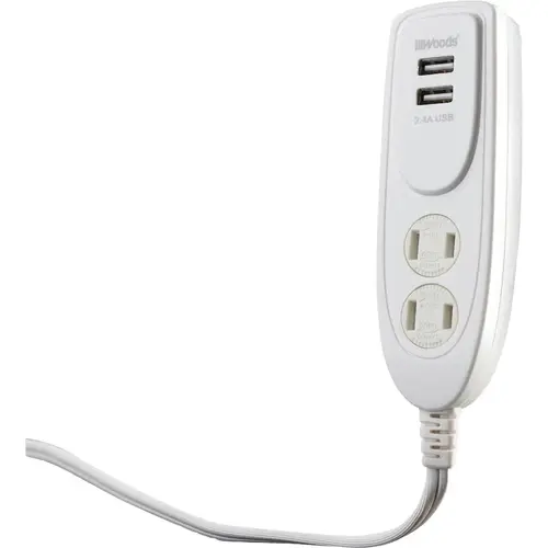 2 Power & 2 USB White Desktop USB Charger