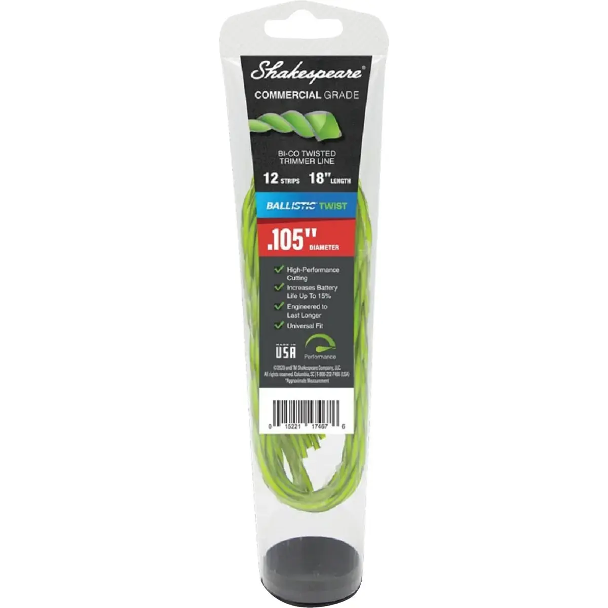 Shakespeare 0.105 In. x 18 In. Ballistic Twist Trimmer Line Strips (12-Count) Green 17467 Shakespeare 0.105 In. x 18 In. Ballistic Twist Trimmer Line Strips (12-Count) Green 17467