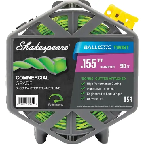 Ballistic Twist 0.155 In. x 90 Ft. Trimmer Line with Cutter Green