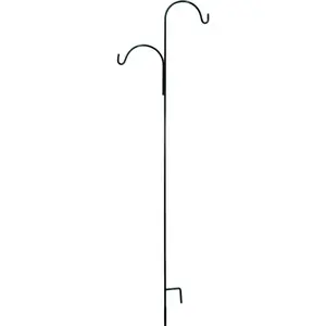 American GardenWorks TOF 91 In. Black Steel Offset Double Hanger Shepherd Hook