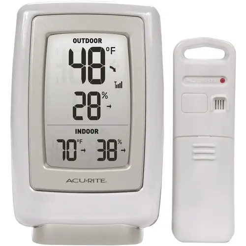 3-1/2" W x 5-1/2" H Plastic Wireless Indoor & Outdoor Thermometer & Humidity Gauge 3-1/2" W x 5-1/2" H Plastic Wireless Indoor & Outdoor Thermometer & Humidity Gauge