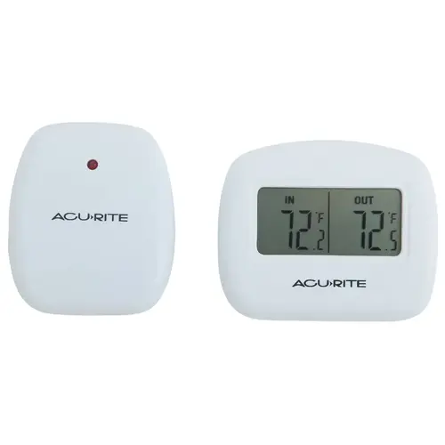 2-1/2" Receiver, 2-1/2" Sensor Wireless Indoor & Outdoor Thermometer White