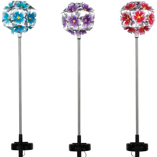 Metal 33 In. H. Hydrangea Ball Solar Stake Light Metal 33 In. H. Hydrangea Ball Solar Stake Light