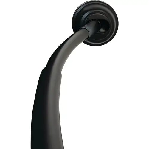 Zenna Home NeverRust 50 In. to 72 In. Adjustable Fixed or Tension Curved Shower Rod in Matte Black