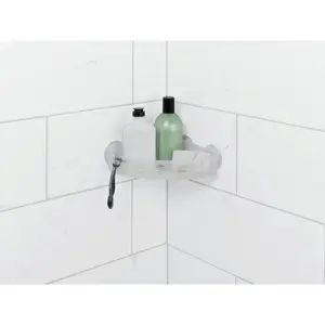 Zenna Home 394KK2 Frosted Finish Suction Corner Bathroom Shelf