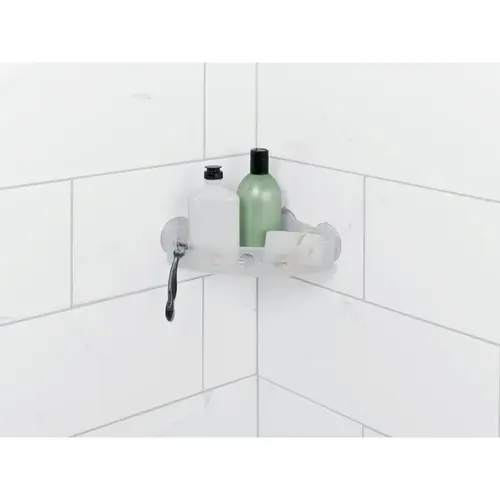 Frosted Finish Suction Corner Bathroom Shelf