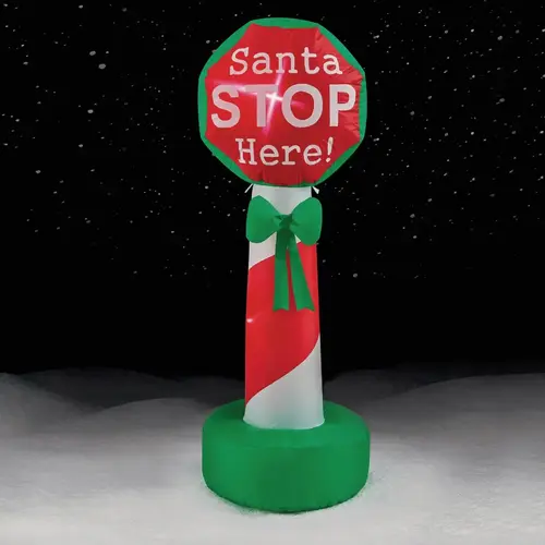 4 Ft. Santa Stop Here Sign Airblown Inflatable