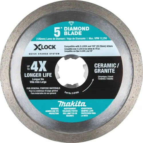 X-LOCK 5 In. Continuous Rim Dry/Wet Cut Diamond Blade X-LOCK 5 In. Continuous Rim Dry/Wet Cut Diamond Blade