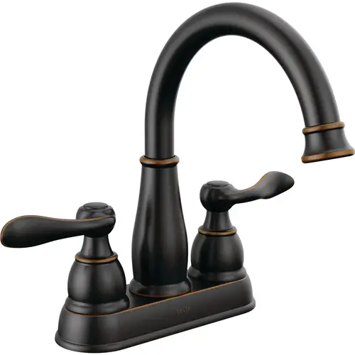 Windmere Oil Rubbed Bronze 2-Handle Lever 4 In. Centerset Bathroom Faucet and Push Pop-Up with Overflow