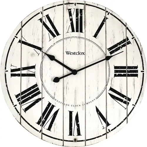 18 In. Whitewash Wood Wall Clock