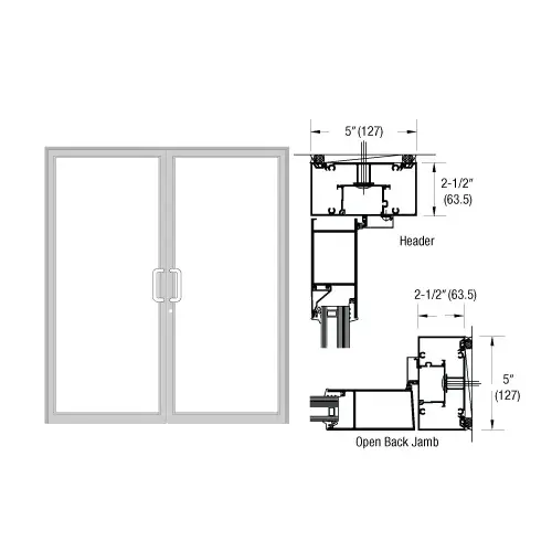 IG600 Series Clear Anodized Class 1 Custom Up/Over Butt Hinge Two Door Frames