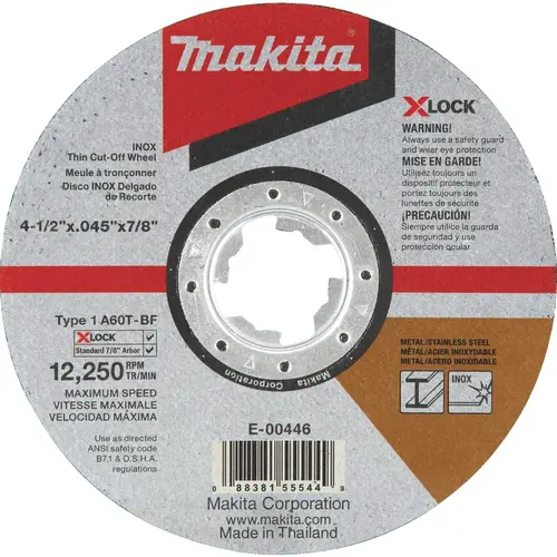 X-LOCK Type 1 4-1/2 In. x 0.045 In. x 7/8 In. Metal Thin Cut-Off Wheel X-LOCK Type 1 4-1/2 In. x 0.045 In. x 7/8 In. Metal Thin Cut-Off Wheel