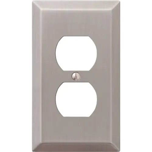 1-Gang Stamped Steel Outlet Wall Plate, Brushed Nickel