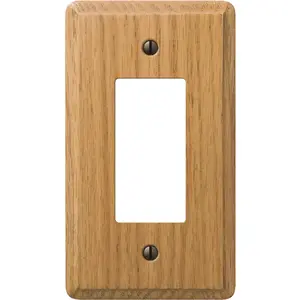 Amerelle 901RL 1-Gang Solid Oak Rocker Decorator Wall Plate, Light Oak