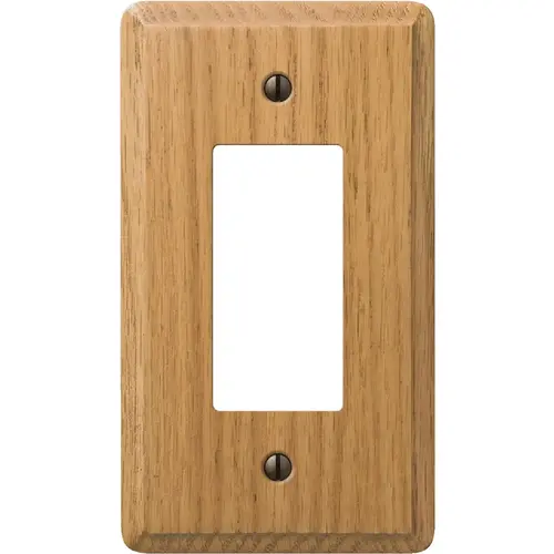 1-Gang Solid Oak Rocker Decorator Wall Plate, Light Oak