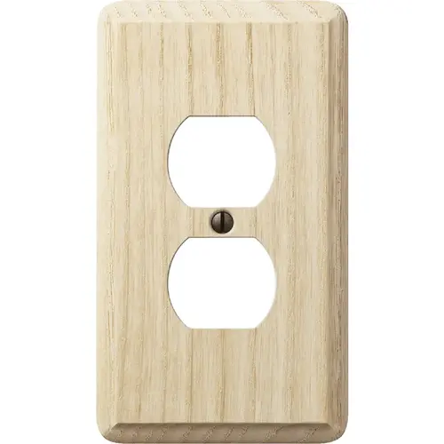 1-Gang Solid Oak Outlet Wall Plate, Unfinished Ash