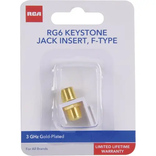 Keystone Modular F-Connector Jack Gold/White Keystone Modular F-Connector Jack Gold/White