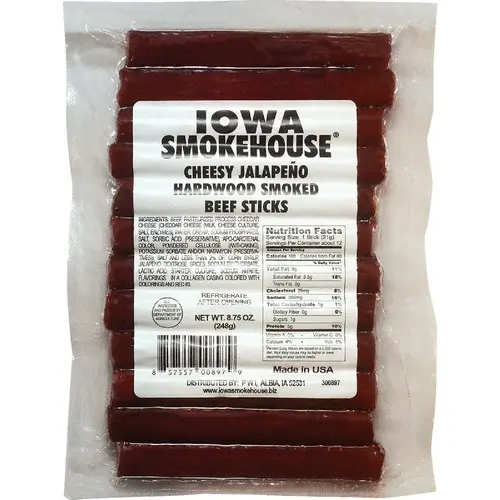 8.75 Oz. Cheesy Jalapeno Hardwood Smoked Beef Sticks Jerky - pack of 12 8.75 Oz. Cheesy Jalapeno Hardwood Smoked Beef Sticks Jerky - pack of 12