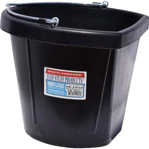 18 Qt. Rubber Flat-Back Bucket Black 18 Qt. Rubber Flat-Back Bucket Black