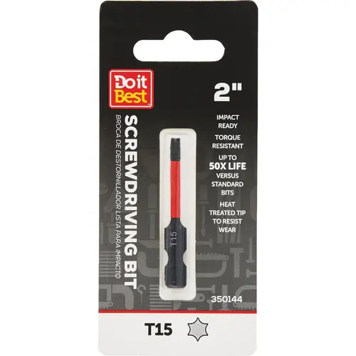 2 In. T15 Torx Impact Ready Screwdriver Bit 2 In. T15 Torx Impact Ready Screwdriver Bit