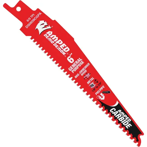 Demo Demon 6 In. Amped Carbide General Purpose Recirocating Saw Blade Demo Demon 6 In. Amped Carbide General Purpose Recirocating Saw Blade