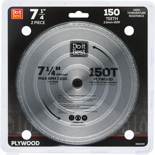 7-1/4 In. 150-Tooth Plywood Circular Saw Blade - pack of 2 7-1/4 In. 150-Tooth Plywood Circular Saw Blade - pack of 2