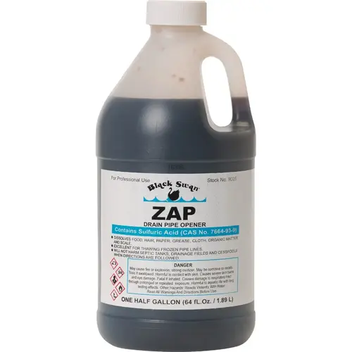 Zap Sulfuric Acid Drain Opener with Odor Blanket, 1/2 Gal. Zap Sulfuric Acid Drain Opener with Odor Blanket, 1/2 Gal.