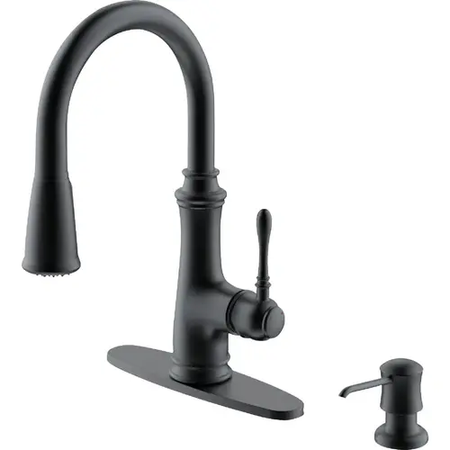 Compass Manufacturing 5165MB Brookfield 1-Handle Matte Black Kitchen Faucet With Spray