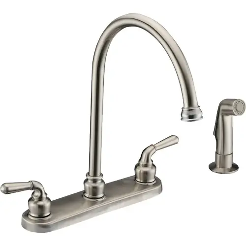 Compass Manufacturing 5202BN-WS Brookfield 2-Handle Brushed Nickel Hi Rise Kitchen Faucet With Spray Compass Manufacturing 5202BN-WS Brookfield 2-Handle Brushed Nickel Hi Rise Kitchen Faucet With Spray