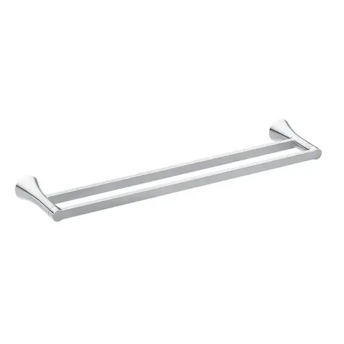 Mikah Series Double Towel Bar, 24 in L Rod, Zinc, Chrome, Wall Mikah Series Double Towel Bar, 24 in L Rod, Zinc, Chrome, Wall