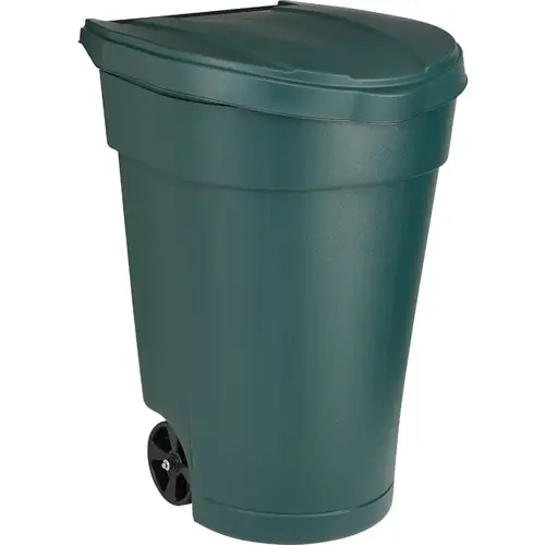 50 Gal. Green Plastic Wheeled Outdoor Trash Can with Lid