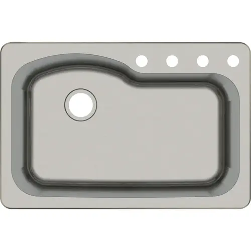 Compass Manufacturing 33 In. x 22 In. x 9 In. Single Bowl Stainless Steel Top Mount Offset Kitchen Sink