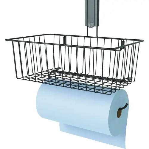 14 In. Black Magnetic Basket With Towel Holder