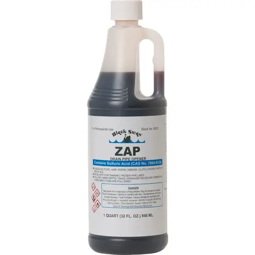 Zap Sulfuric Acid Drain Opener with Odor Blanket, 1 Pt. Zap Sulfuric Acid Drain Opener with Odor Blanket, 1 Pt.