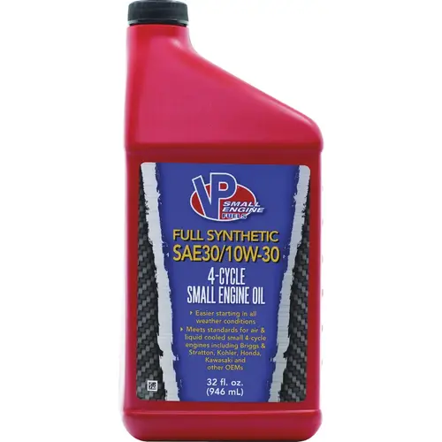 32 Oz. SAE30/10W30 Full Synthetic 4-Cycle Small Engine Oil 32 Oz. SAE30/10W30 Full Synthetic 4-Cycle Small Engine Oil