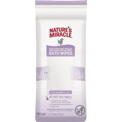 Lavender Scent Deodorizing Dog Bath Wipes - pack of 100