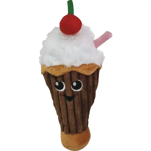 Chomper Food Junkeez Plush Milkshake Small Dog Toy Brown & White Chomper Food Junkeez Plush Milkshake Small Dog Toy Brown & White