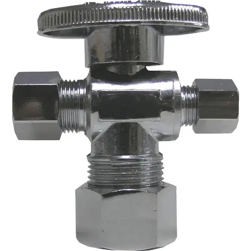 5/8 In. OD x 3/8 In. OD x 3/8 In. OD Chrome Plated Brass Dual Outlet Stop
