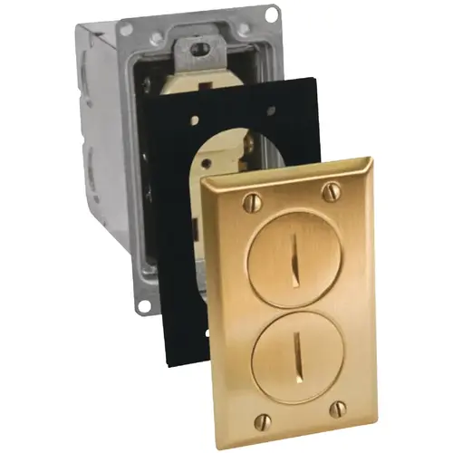 Brass Rectangular Floor Box Outlet Kit