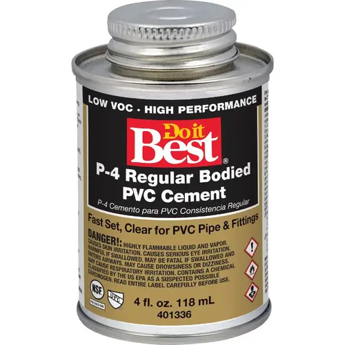 4 Oz. Regular Bodied Clear PVC Cement 4 Oz. Regular Bodied Clear PVC Cement