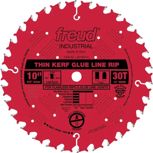 Industrial 10 In. 30-Tooth Glue Line Rip Circular Saw Blade Industrial 10 In. 30-Tooth Glue Line Rip Circular Saw Blade