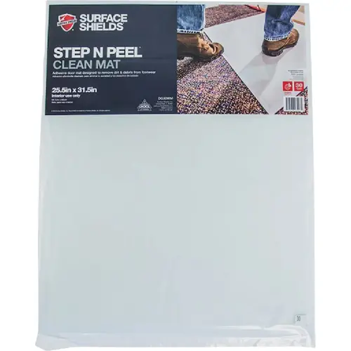 Step N Peel Clean Mat 25.5 In. x 31.5 In. Floor Protector White Step N Peel Clean Mat 25.5 In. x 31.5 In. Floor Protector White