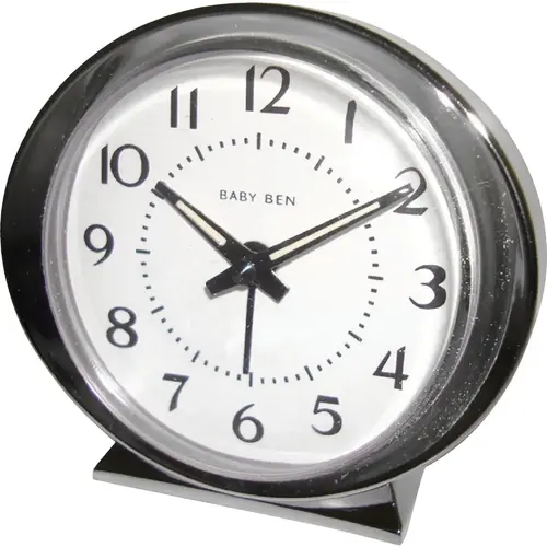 Baby Ben Silver Classic Style Battery Operated Alarm Clock