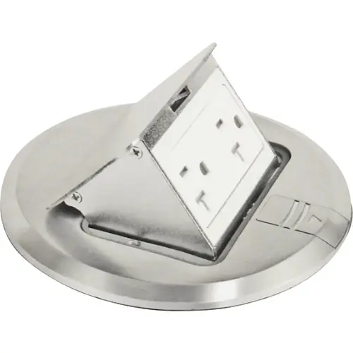 Nickel 5.6 In. x 5.9 In. Floor Box Outlet Kit